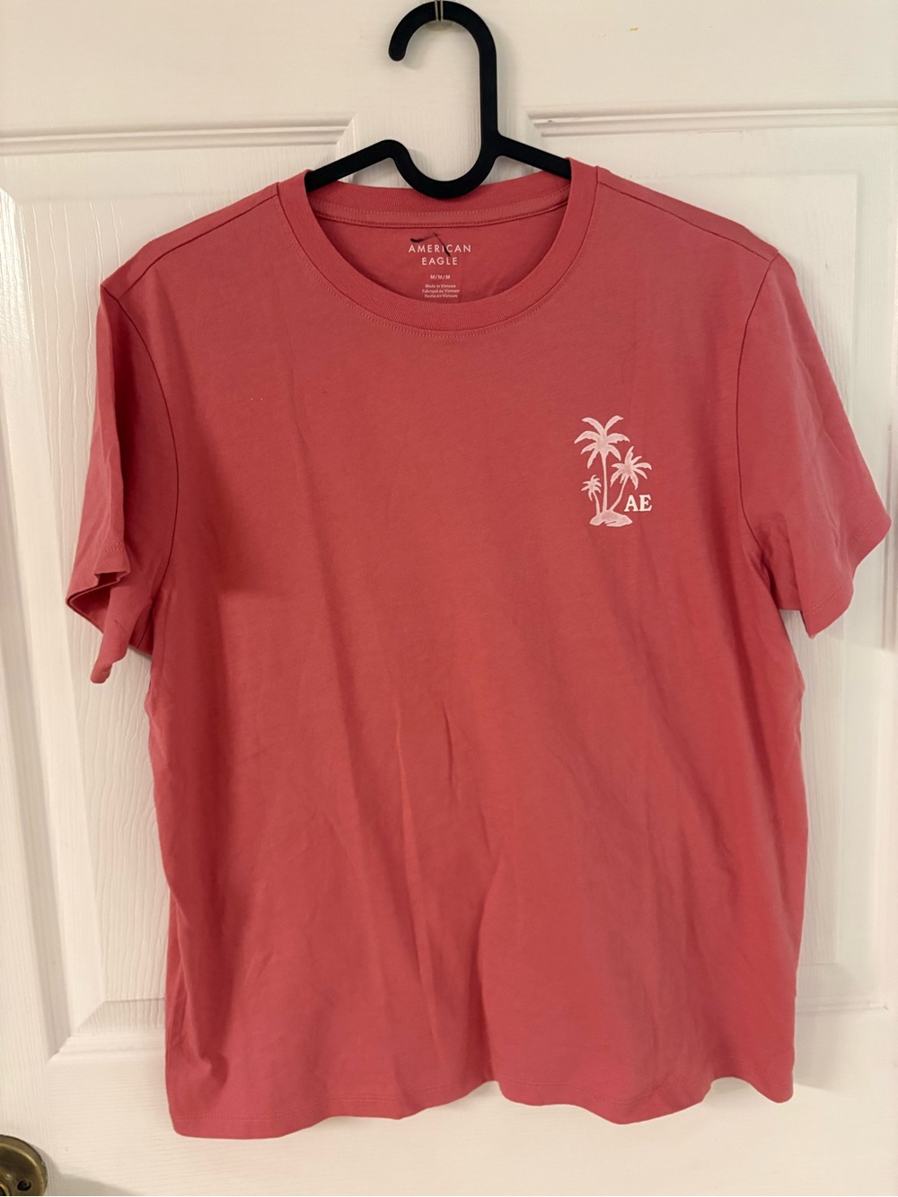 new American Eagle pink Short‑Sleeve Palm Logo Tee